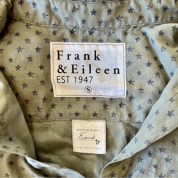 Green with blue stars button up shirt | Brand: Frank & Eileen | SIZE S - Picture 3 of 3